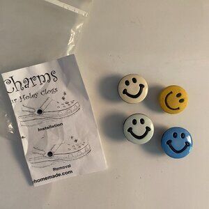 Crocs Smiley Face Jibbitz Charms lot of 4 for shoe decorations
